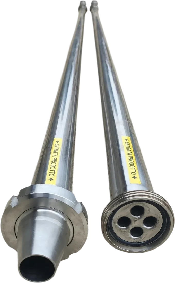 Two tube bundles built for the same line, product inlet marked on each