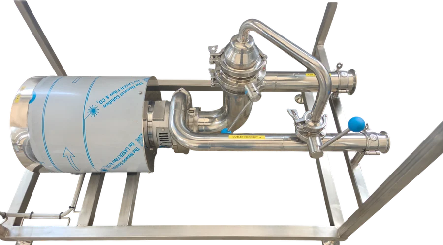 Triblender with table set up for CIP sanitisation